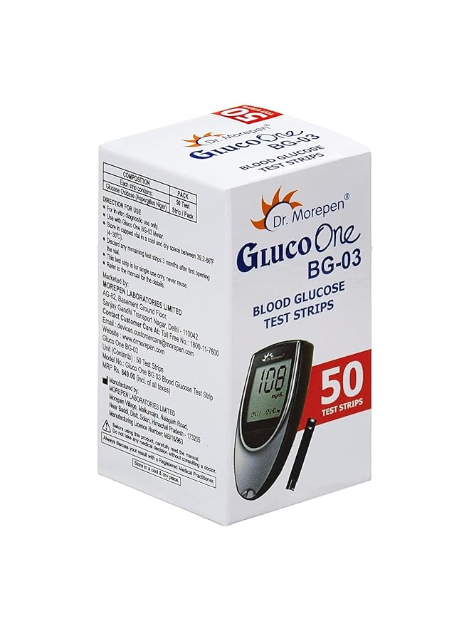 Dr. Morepen BG-03 Blood Glucose Test Strips 50 Count Accurate Diabetes Monitoring
