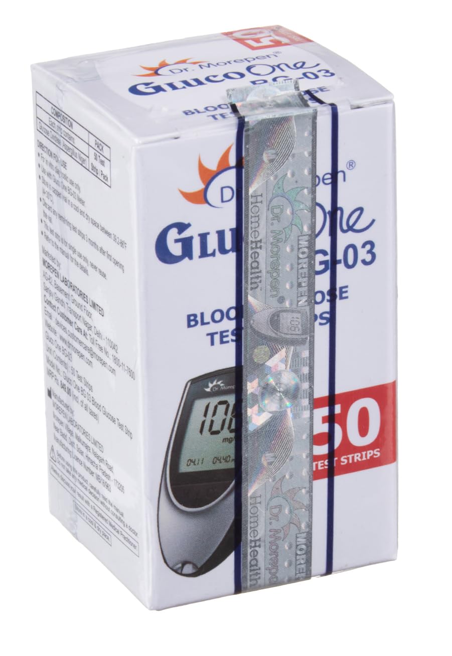 Dr. Morepen BG-03 Blood Glucose Test Strips 50 Count Accurate Diabetes Monitoring