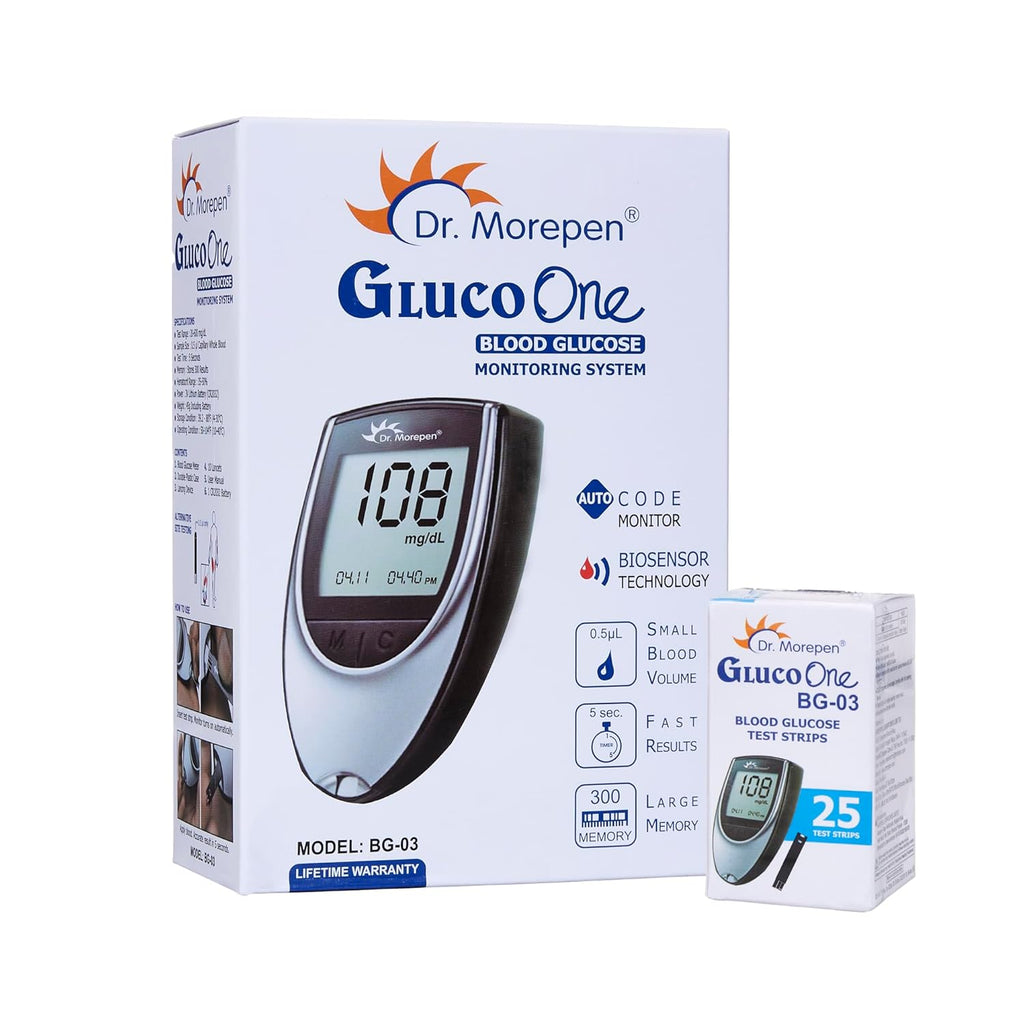 Dr. Morepen GlucoOne BG 03 Rapid Auto-Coding Blood Glucose Monitor 25 Strips