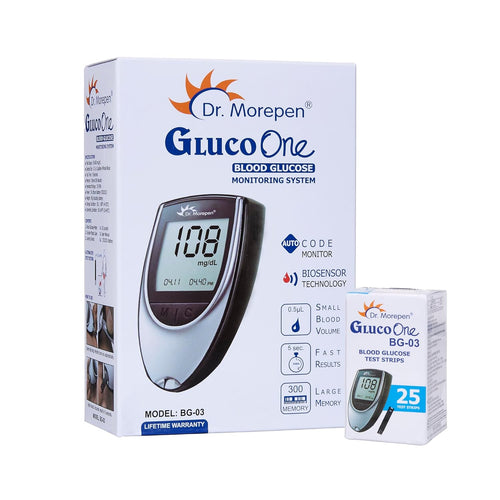 Dr. Morepen GlucoOne BG 03 Rapid Auto-Coding Blood Glucose Monitor 25 Strips