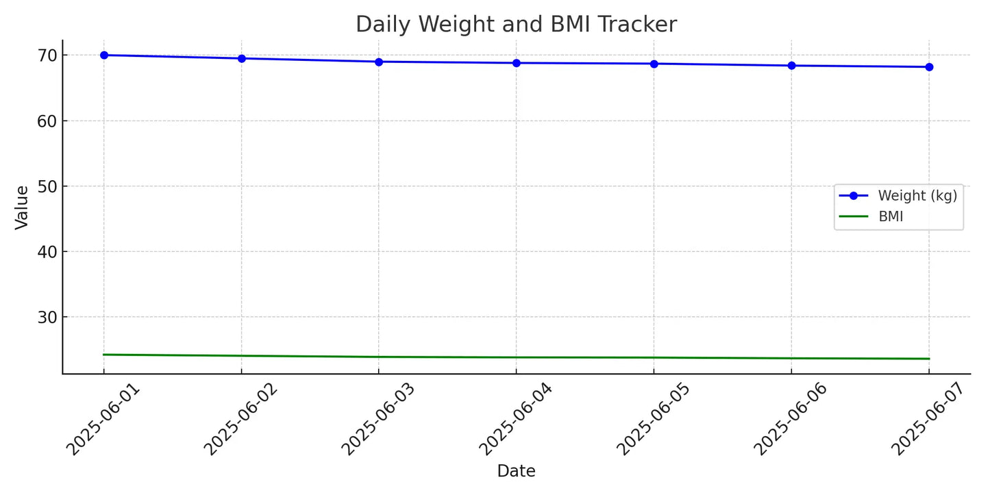 Weight Tracker Excel Sheet with Auto BMI & Progress Graph HEALORA